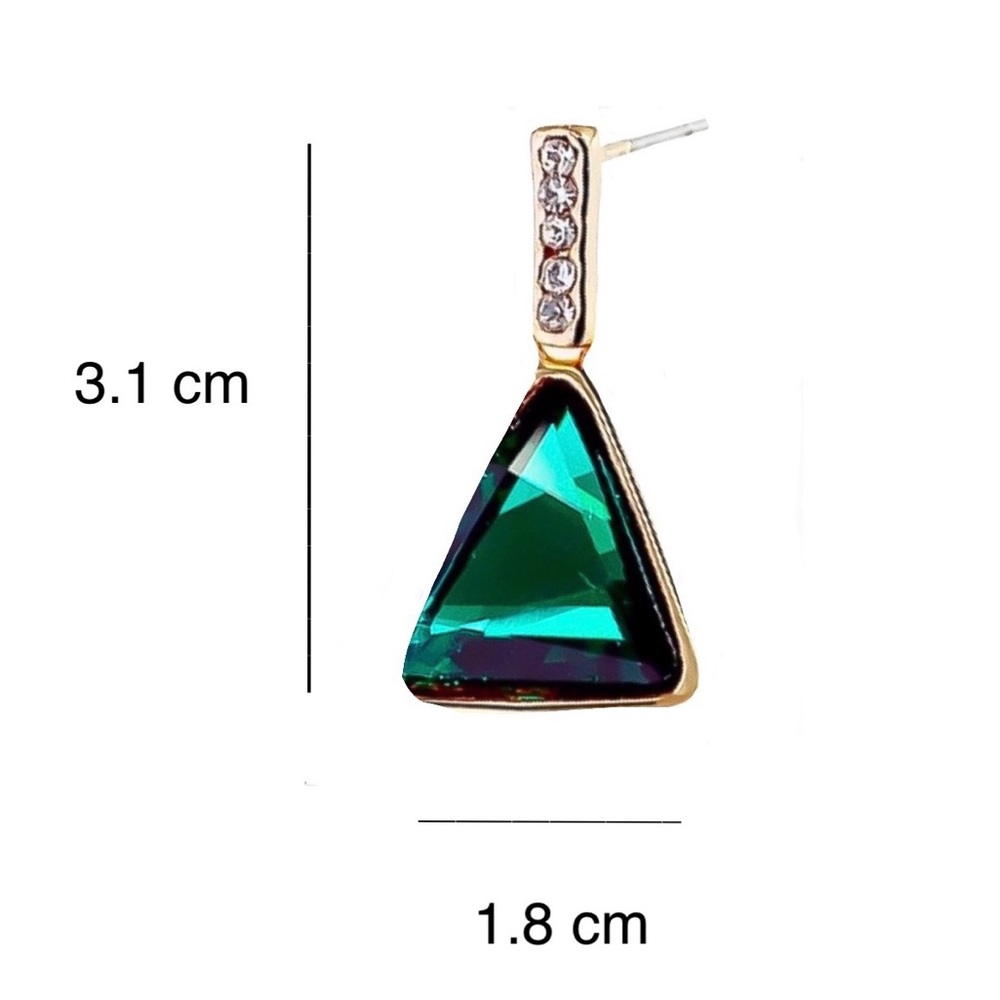 Gold & Emerald Green Crystal Earrings - Picture 6 of 7